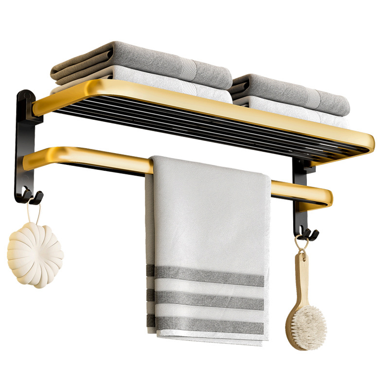 Bathroom Wall Shelf Light Luxury Gold Towel Rack