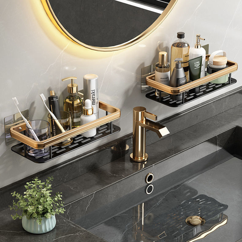 Metal Bathroom Shelves Punch-Free Wall Rack